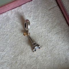 Pandora charm Eiffel Tower with gold heart very good condition hallmarked