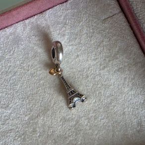 Pandora charm Eiffel Tower with gold heart very good condition hallmarked