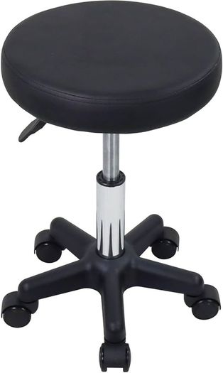 FREE SHIPPING Round Rolling Stool with Wheels Height Adjustable Stool Spa Stool for Salon Massage Home Kitchen Black