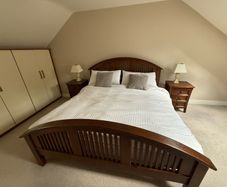 6ft Super King Walnut Finish Bed, reduced price for quick sale