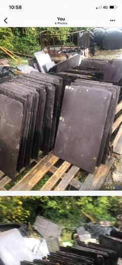 blue bangor slates and cement ridgetiles