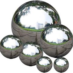 Stainless Steel Gazing Ball, Abonery 6 Pcs 50-150 mm Mirror Polished Hollow Ball Reflective Garden Sphere, Floating Pond Balls Seamless Gazing Globe for Home Garden Ornament Decorations