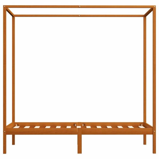 Canopy Bed Frame Honey Brown Solid Pine Wood 100x200 cm