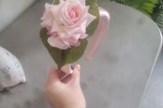 Brand new dusky pink and green floral crown headpiece fascinator headband