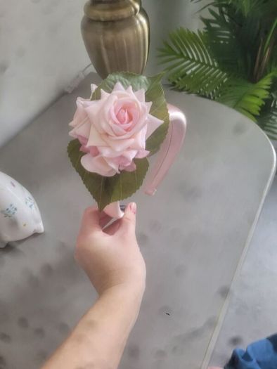 Brand new dusky pink and green floral crown headpiece fascinator headband