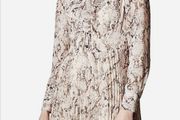 Karen Millen Beige Pink Snake Print Pleated Mini Dress BNWT UK 14 RRP 230