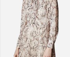 Karen Millen Beige Pink Snake Print Pleated Mini Dress BNWT UK 14 RRP 230