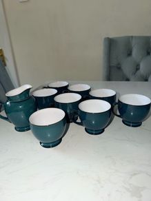 Denby Greenwich Cups, Milk Jug & Sugar Bowl - 9 Pieces