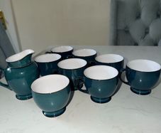 Denby Greenwich Cups, Milk Jug & Sugar Bowl - 9 Pieces