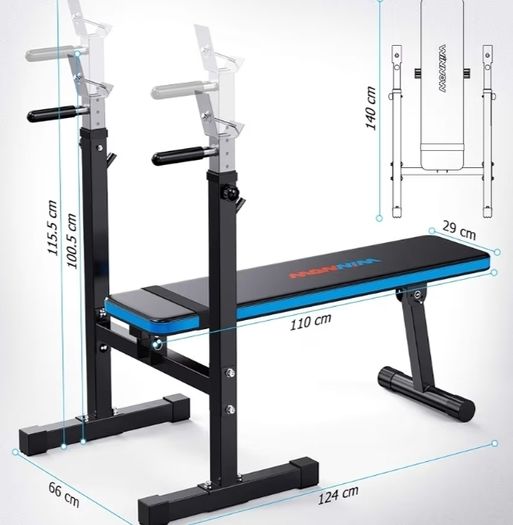 Adjustable Weight Bench with Dip Station Folding Heavy Duty Weight Lifting Bench Home Training Gym Multiuse Workout Bench