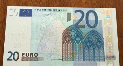 European Union 20 Euro Prefix T 2002 Banknote
