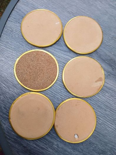 6 Handpainted Mother of Pearl Coasters