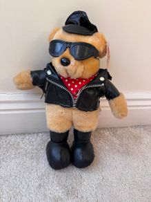 Vintage PMS Biker Mates Bear Playmates Soft approx. 28 cm. Damaged Plush Please see photos