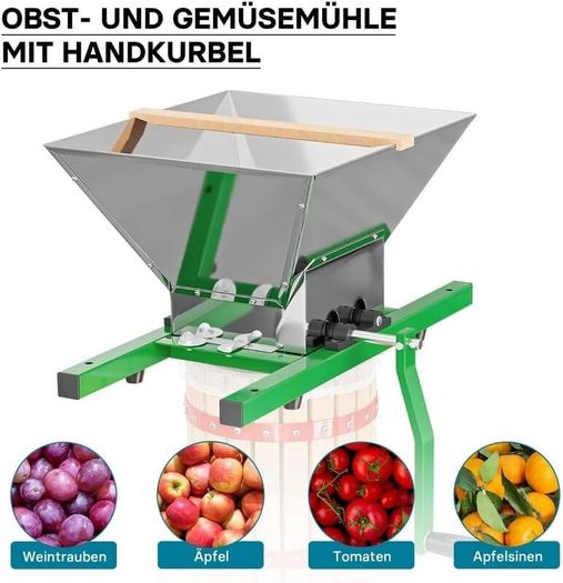 12L Manual Fruit Press Wine Cider Juice Maker Stainless Steel Crusher