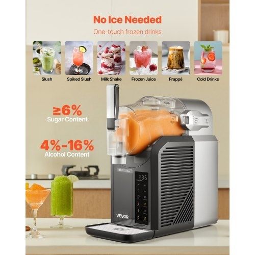 Slushie Machine, 2L No Ice Needed Slushy Machine for Home, Frozen Drink Maker with 6 Preset Programs, Margarita Machine with Self-Cleaning, Frozen Margaritas, Frappes, Milkshake, and More
