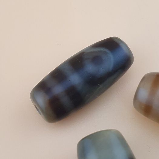 Vintage Himalayan Tibetan Unique Eyes Pattern Agate Dzi Beads  Lot of 3