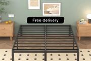 Double Bed Frame 4ft6 with Rounded Corner Legs, Heavy Duty Metal Bed Frame Small Double with Steel Slats Support, Double Bed 36 cm High, Noise Free, Easy Assembly