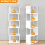 5/6-Tier Tall Bookshelf,S-Shaped Geometric Bookcase, Wood Display Shelves With Storage,Modern Bookshelf for Living Room Bedroom, Home Office, White Image 3