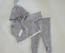 3m, Jacadi Paris Grey Baby Knit Hooded Set