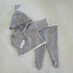 3m, Jacadi Paris Grey Baby Knit Hooded Set