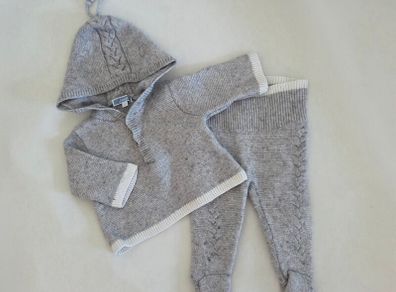3m, Jacadi Paris Grey Baby Knit Hooded Set