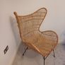 HK Living Rattan Egg Chair with Natural Sheepskin Rug, Like New, Scandi Style Image 3