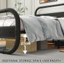 King Size Bed Frame with Headboard,150x200 Oval-Shaped Platform Bed Frame with Under-Bed Storage,Steel Slats Mattress Foundation Round Pipe Design,Black Image 4