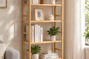 6 Tier Bamboo Bookshelf Display Storage Rack Organizer, Freestanding