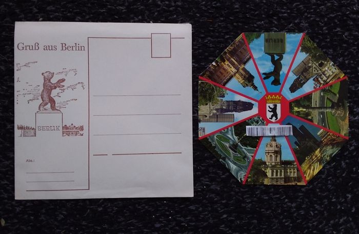 German Postcards : Grub aus Berlin - Octagonal Multi-view Postcard and Envelope