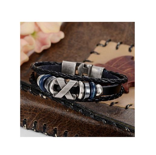 Men's Leather & Metal Alloy Bracelet - great gift