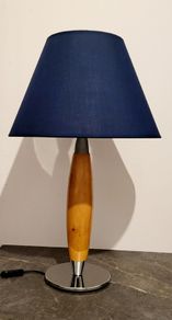 Vintage beech & chrome table lamp