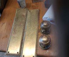 pair of pld brass handles and plates