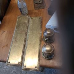 pair of pld brass handles and plates