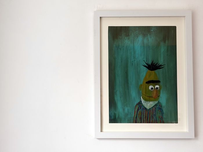 Framed Sesame Street "Bert" Acrylic painting on canvas