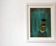Framed Sesame Street "Bert" Acrylic painting on canvas