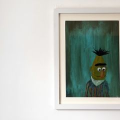 Framed Sesame Street "Bert" Acrylic painting on canvas