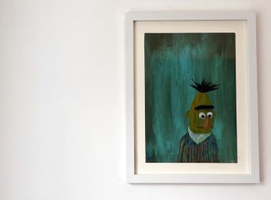Framed Sesame Street "Bert" Acrylic painting on canvas