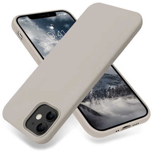 Liquid Silicone Case For iPhone 12 Mini Luxury Thin Soft Phone Cover New Grey - FHT7IP12MLK
