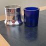 Antique Silver Plate Epns England Salts Pot with Cobalt Glass Blue Liner Image 2