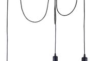 Modern and Retro Pendant Light, 3 Arms DIY Spider Chandelier Creative Adjustable 150CM Vintage Ceiling Pendant Lamp Fixture with E27 Socket, Black