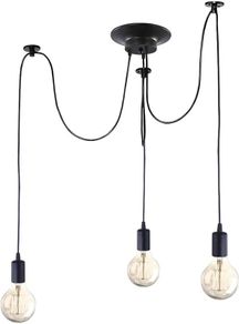 Modern and Retro Pendant Light, 3 Arms DIY Spider Chandelier Creative Adjustable 150CM Vintage Ceiling Pendant Lamp Fixture with E27 Socket, Black