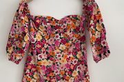 dress Bnwt Bershka 100% cotton floral dress size large off shoulder with sleeves
