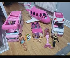 Barbie Vehicle & Doll Bundle - DreamCamper, Plane, Ambulance & Car