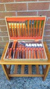 Mid Century Teak Handled Cutlery Set