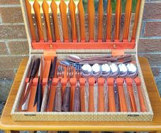 Mid Century Teak Handled Cutlery Set