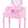 Bedroom Sets Makeup Table 4 Drawers Stool, Pink Image 3