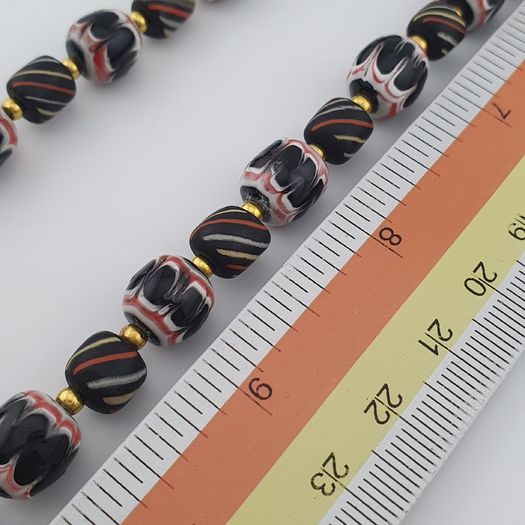 Vintage Venetian Style Strip & Trade Glass Bead Necklace