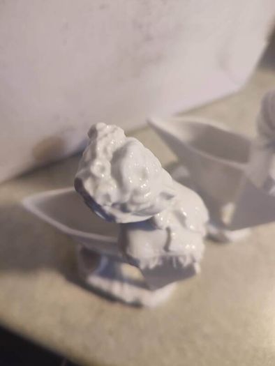 Pair vintage  hand made porcelain figurines / miniature vases or flower holder.