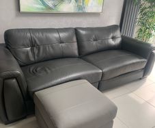 3 Seater Grey Leather Sofa