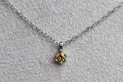 Natural Yellow Diamond 0.14ct GWLAB Certified S925 Rhodium-Plated Pendant
